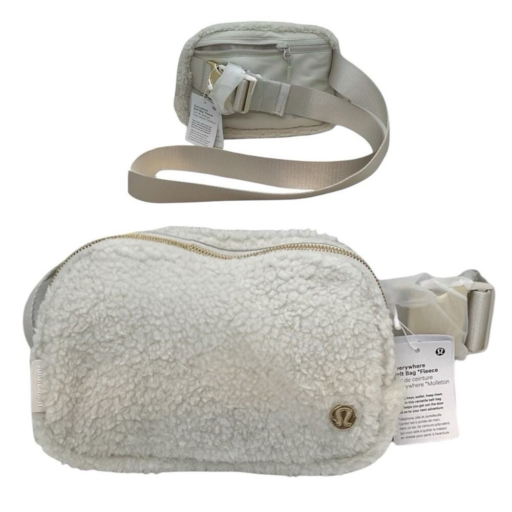 Lululemon Everywhere Belt Bag‎ Bone Ivory GOLD Fleece Sherpa One Size 1L NWT